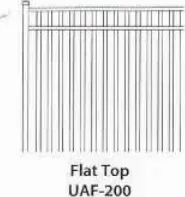 Ultra Aluminum UAF-200 Flat Top aluminum fence panel style drawing