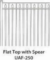 Ultra Aluminum UAF-250 Flat Top with Spear aluminum fence panel style drawing
