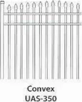 Ultra Aluminum UAS-350 Convex aluminum fence panel style drawing